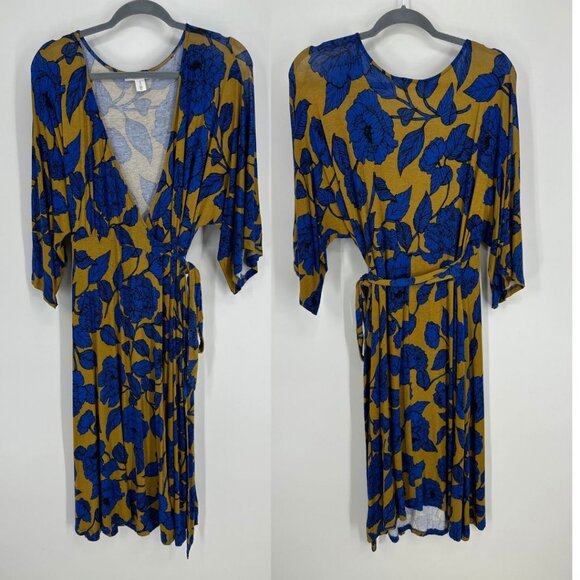 Motherhood Maternity Dresses & Skirts - 3/$25 Motherhood Maternity Wrap Dress S Floral Print Dolman Sleeves Blue Jersey
